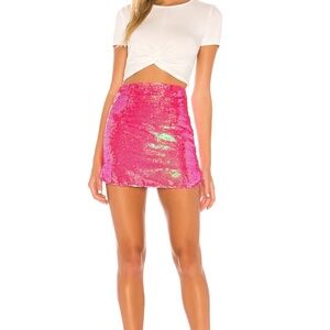 Superdown Shanice Mini Skirt in Neon Pink
